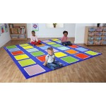 Covor mare 3x3 m pentru Copii cu patrate colorate Curcubeu Covor Multicolor Rainbow